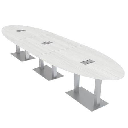Skutchi Designs 45 in W, 165.75 in L, 29 in H, Engineered Wood Top, White HAR-OVL-45X166-DOU-ELEC-WHCYPRESS